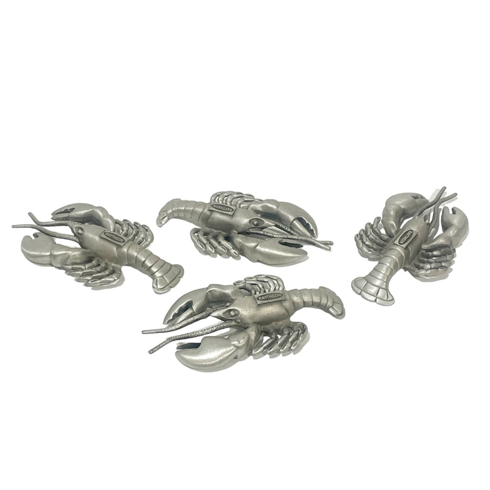 Curtis Fine Pewter Silver Lobster Lot of 4 Decor Beachhouse Summer